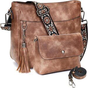 Crossbody Bags for Women Vegan Leather 2PCS Set Stylish Purses with Straps